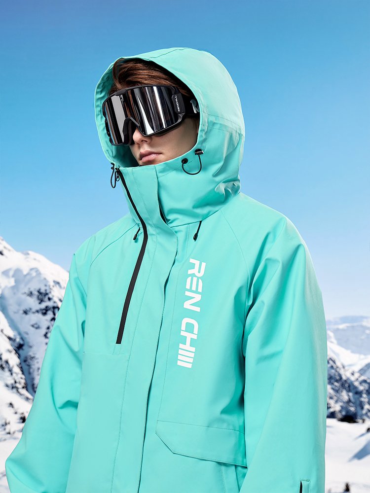 Renedrikawa, small, green, green, purple-coloured, draught-proof, 3-L ski suit with winter gels for men and women