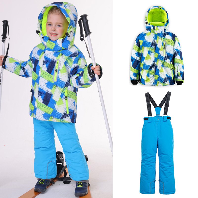 Children's skiing suit with single-board and warm winter water-proof, small, medium-sized and large-school cotton