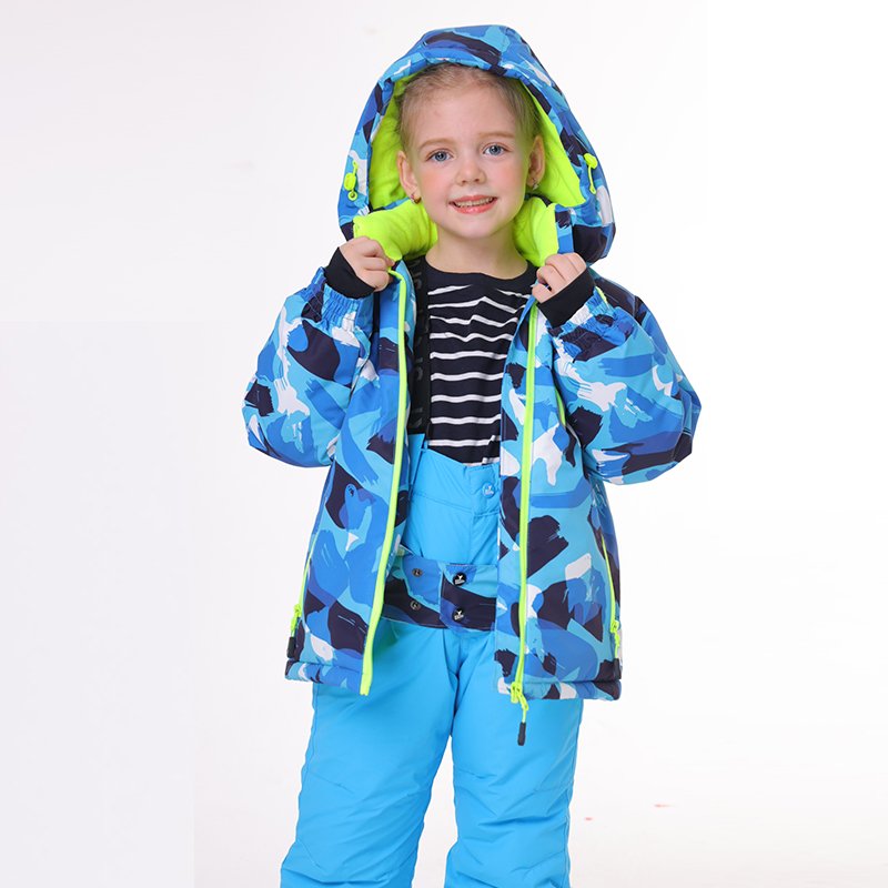 Children's skiing suit with single-board and warm winter water-proof, small, medium-sized and large-school cotton