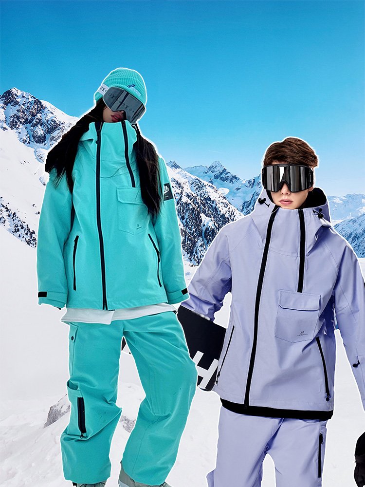 Ren Reng Renggawa, 3L Angel Blue Ski suit for men and women, waterproof and windproof panels to keep warm and warm