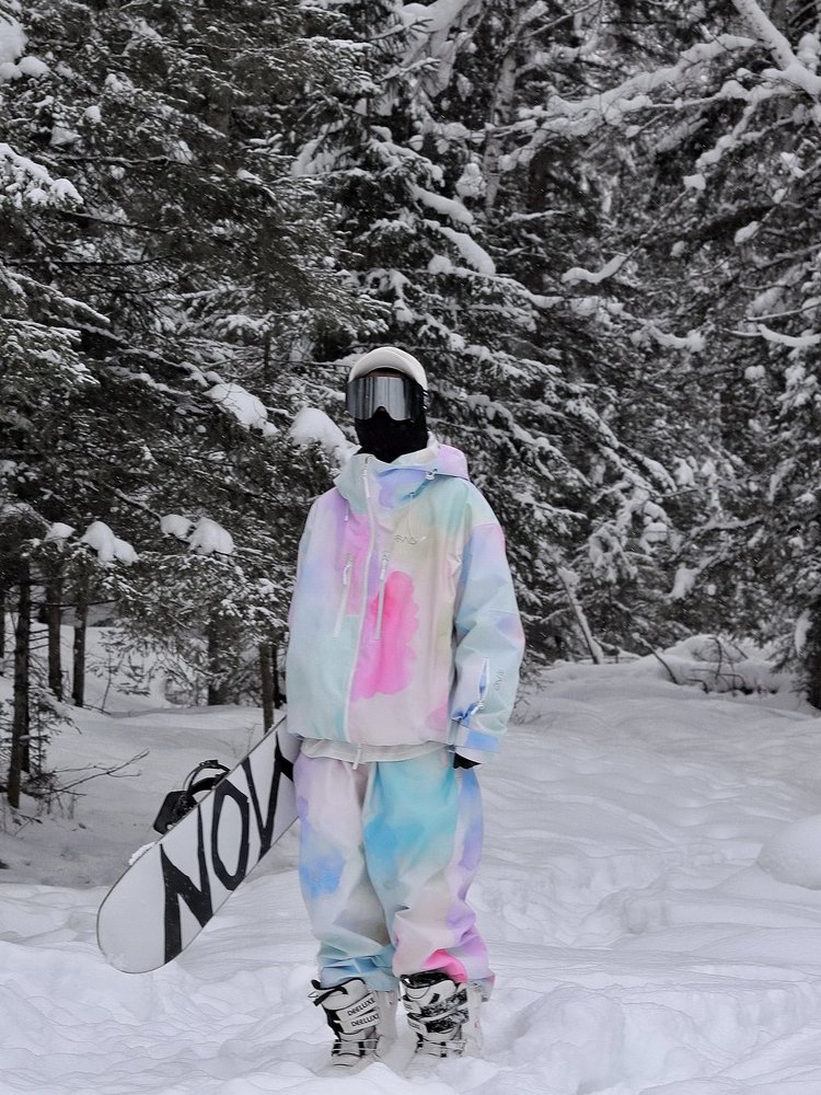 ski no. colour-printed ski suit with velvet waterproof and windproof oversize single-board ski suit