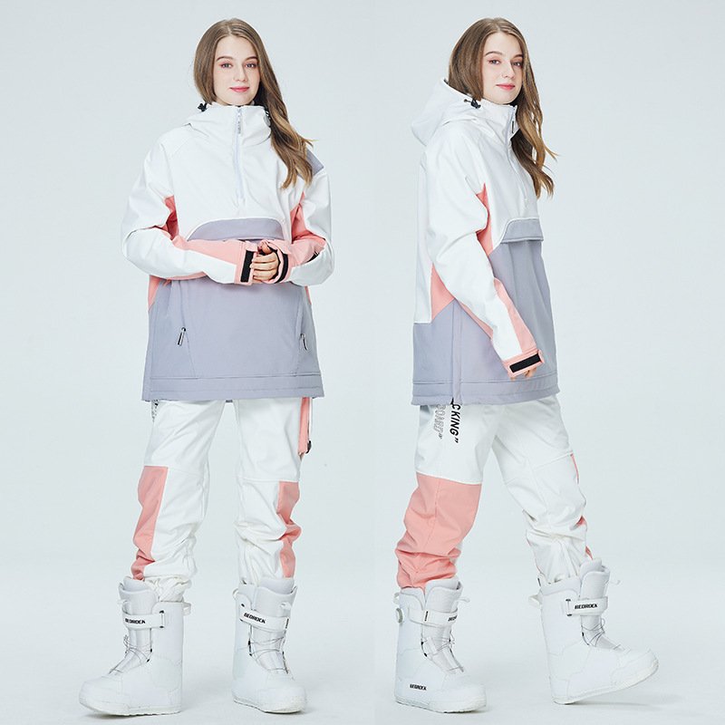 Single-skinned hoodie suit for women and men for winter wind and water-proof and thick double-skinned ski suit