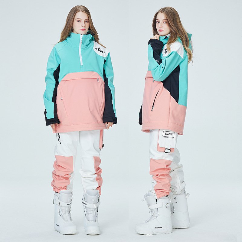 Single-skinned hoodie suit for women and men for winter wind and water-proof and thick double-skinned ski suit