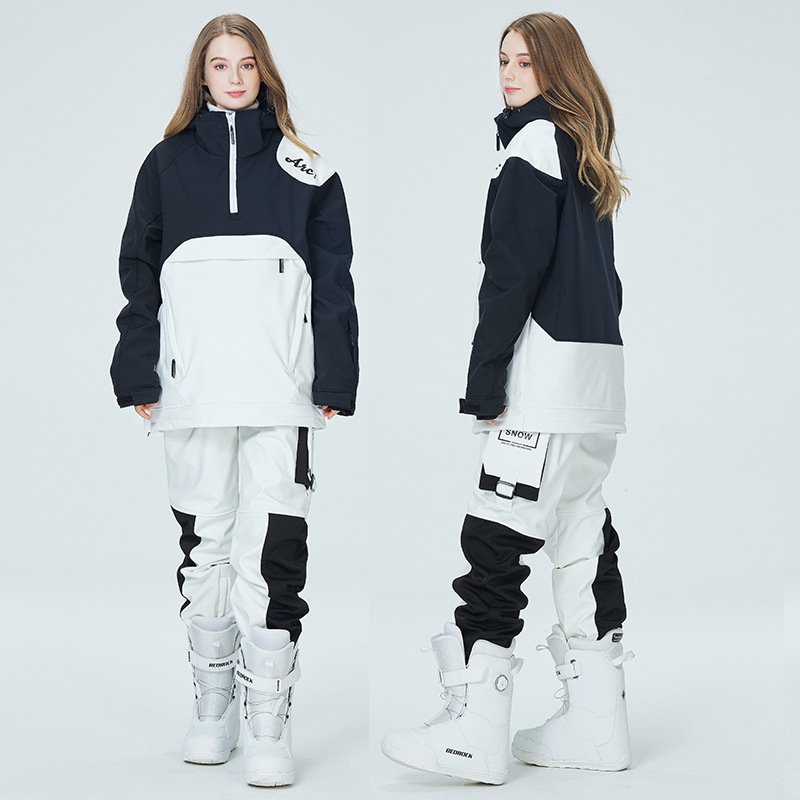Single-skinned hoodie suit for women and men for winter wind and water-proof and thick double-skinned ski suit
