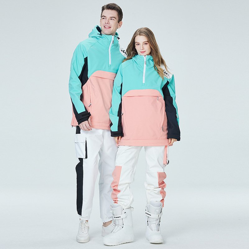 Single-skinned hoodie suit for women and men for winter wind and water-proof and thick double-skinned ski suit