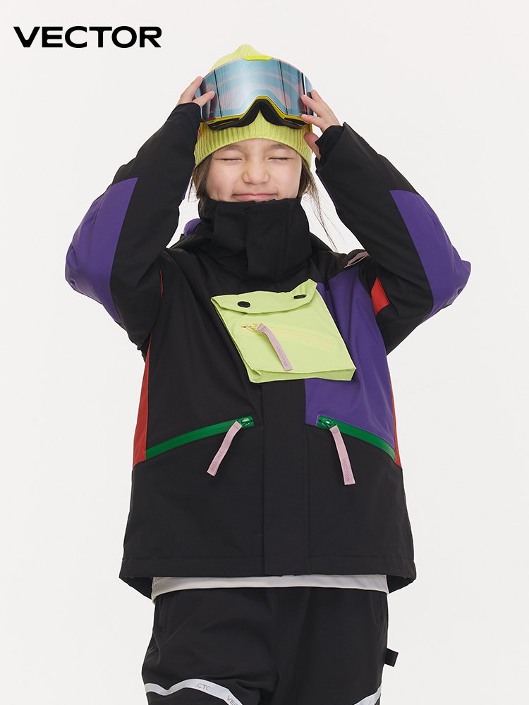 VECTOR PLAYS WITH CHILDREN'S SKIING SUITS, BOYS WITH PANTS, HOT AND WATERPROOF GIRLS, WINTER GIRLS