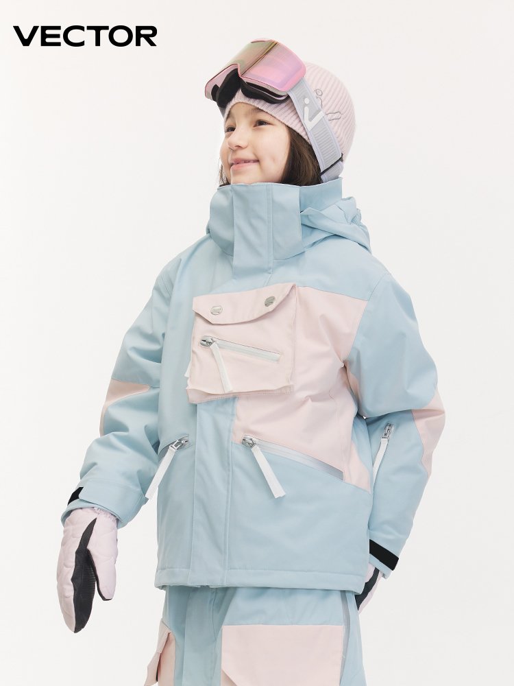 VECTOR PLAYS WITH CHILDREN'S SKIING SUITS, BOYS WITH PANTS, HOT AND WATERPROOF GIRLS, WINTER GIRLS