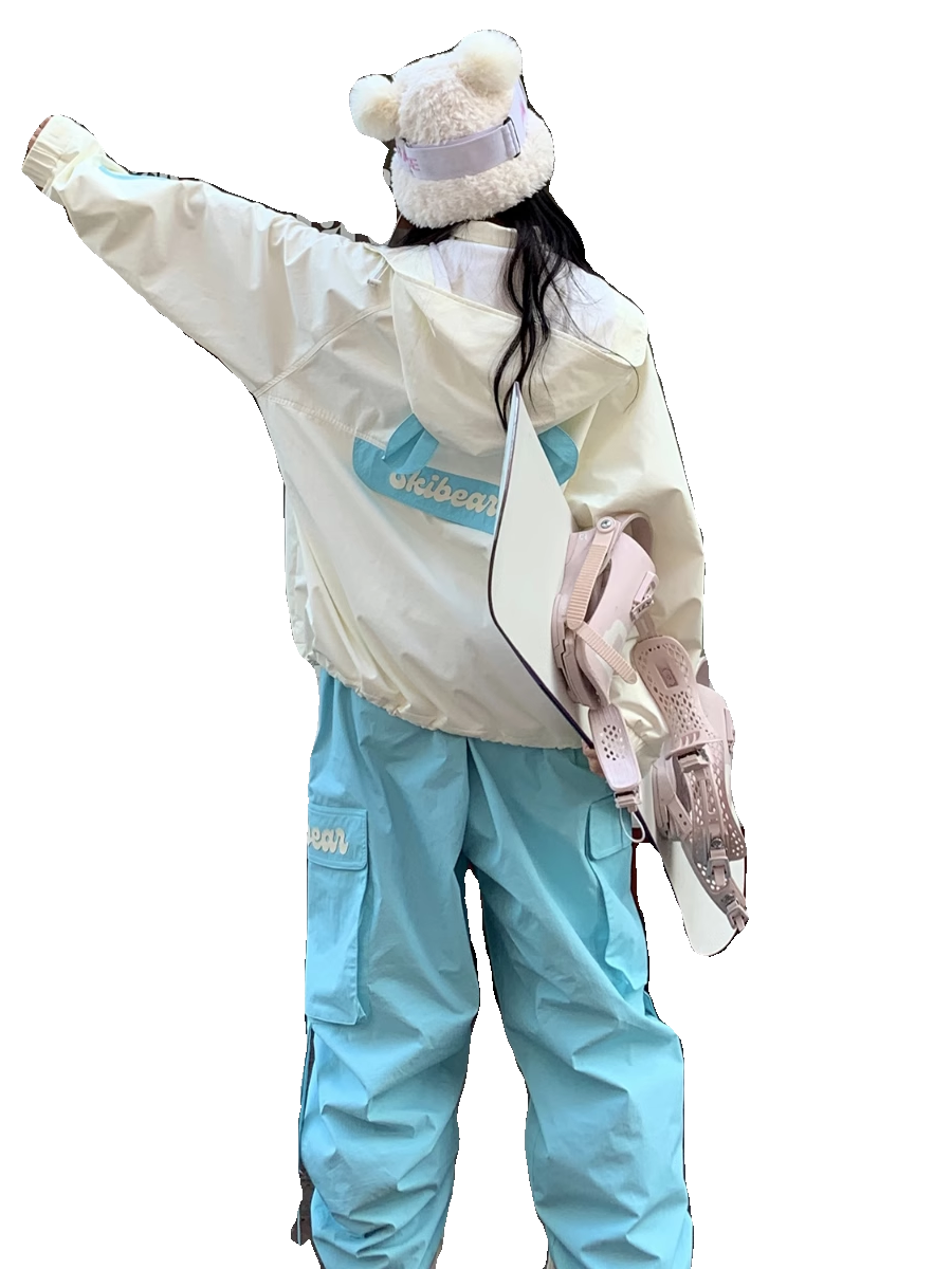 Skibear's original skating suit, a 3L-pressed waterproof sheet, a nice, warm, nice ski jacket