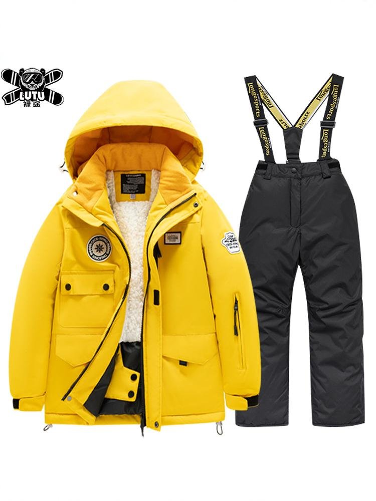 Korean children skiing suit with a new 2024 wind-proof ski suit for men and women in north-eastern skiing