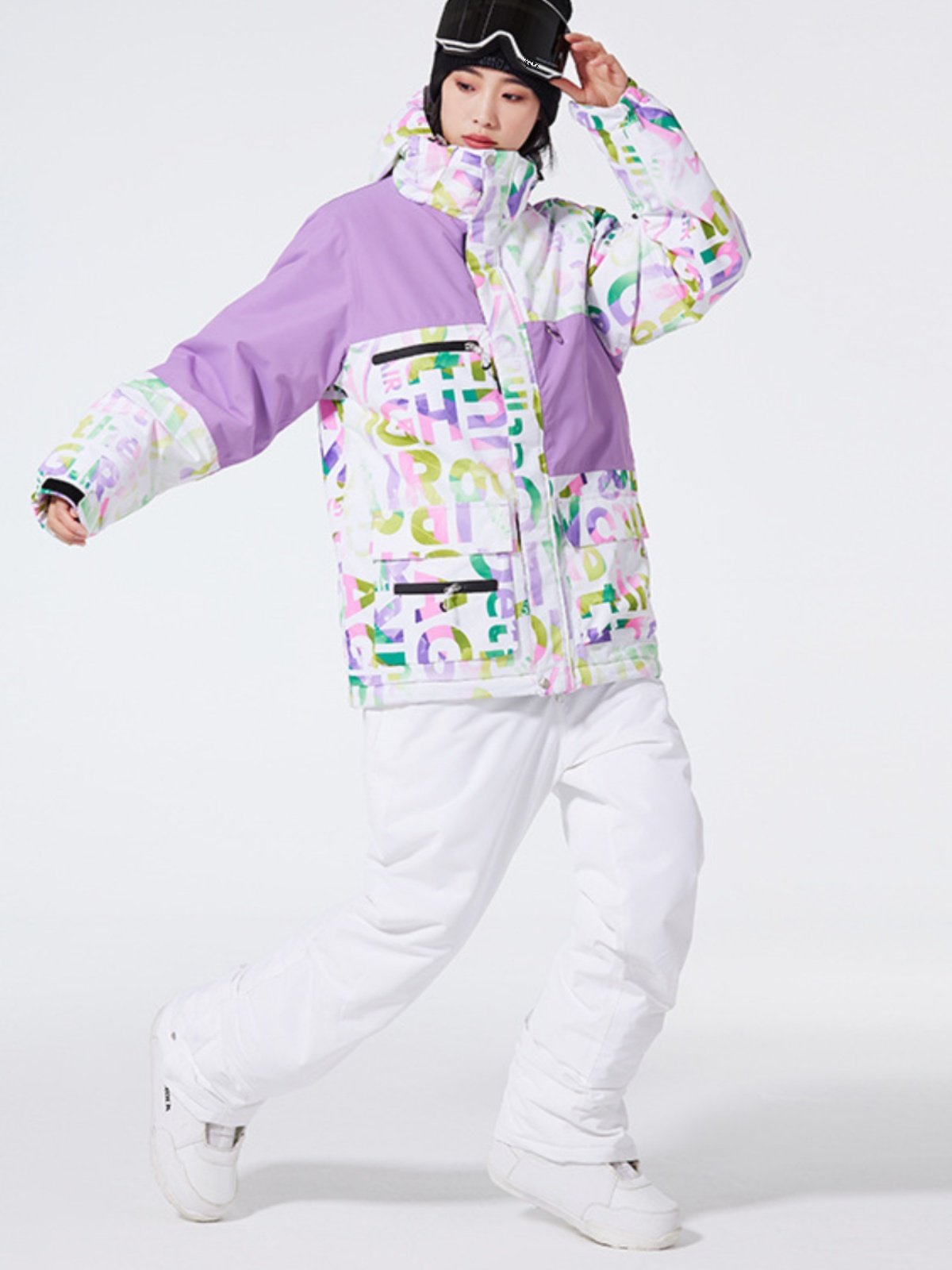One-board ski suit for a lady in an outdoor ski and waterproof coat for the winter
