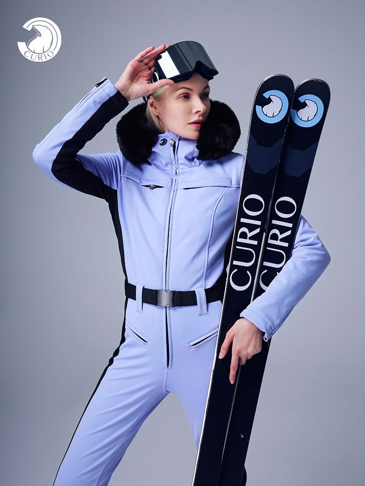 CURIO'S OUTDOOR SKIING SUIT WITH A THICK FUR-COLLAR WIND AND VELVET TWEEZING