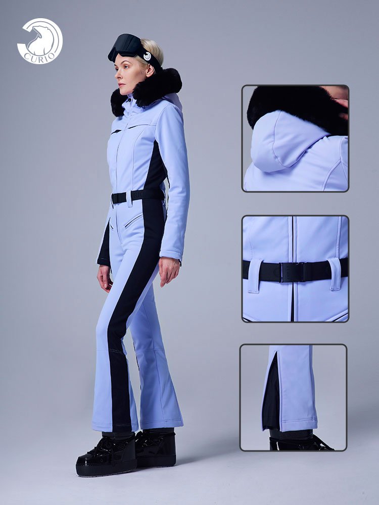 CURIO'S OUTDOOR SKIING SUIT WITH A THICK FUR-COLLAR WIND AND VELVET TWEEZING