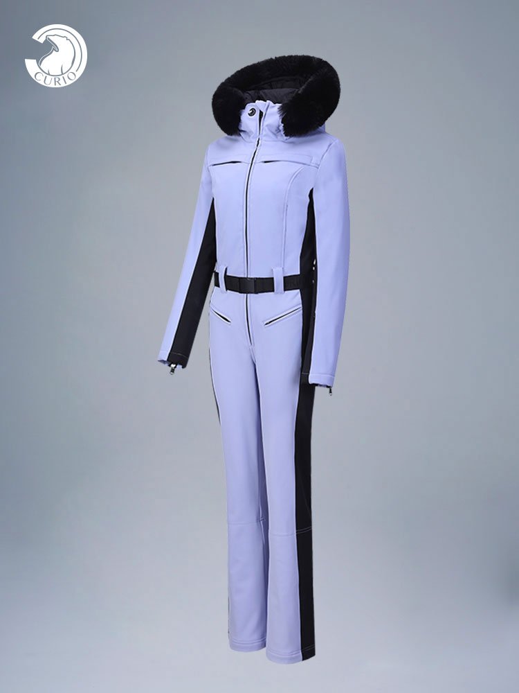 CURIO'S OUTDOOR SKIING SUIT WITH A THICK FUR-COLLAR WIND AND VELVET TWEEZING