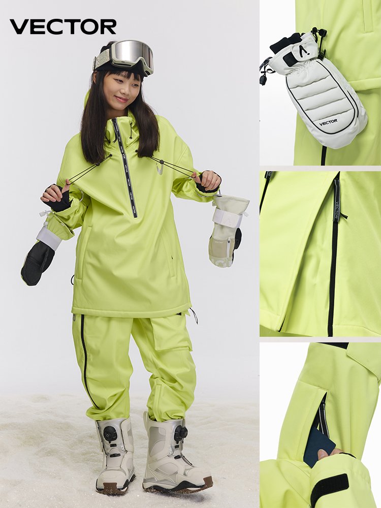 A NEW VECTOR 23, SINGLE-SKINNED, WINDPROOF, SMALL-TIME, WARM-UP COUPLE SKI-PANTS COAT
