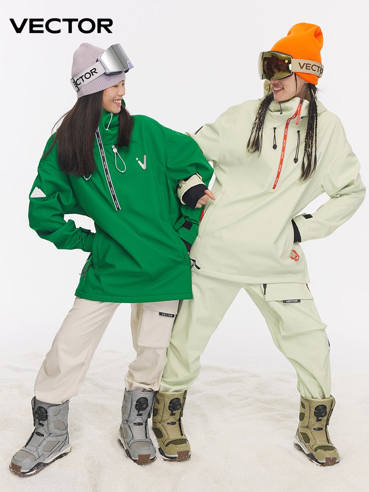 A NEW VECTOR 23, SINGLE-SKINNED, WINDPROOF, SMALL-TIME, WARM-UP COUPLE SKI-PANTS COAT