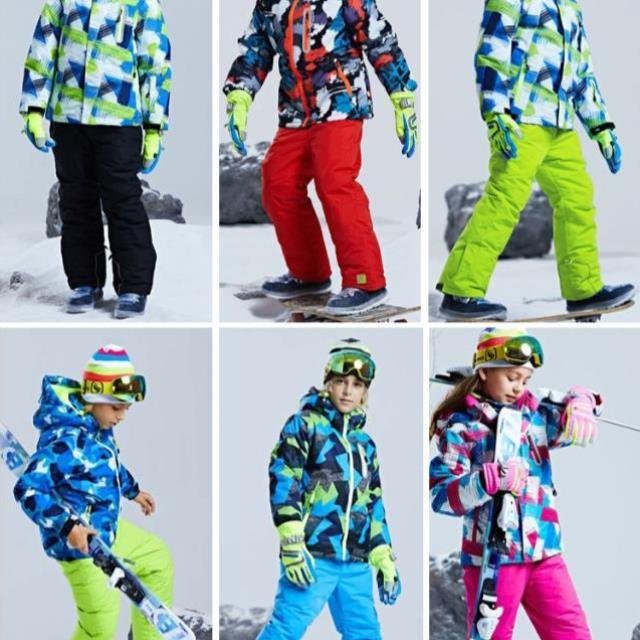 Ski suit for children, velvet-proof double-board for boys and girls, ski suit for northeast snowhills