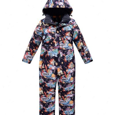 Children's skiing suits and snowsuits for boys and girls in the field during the winter hours
