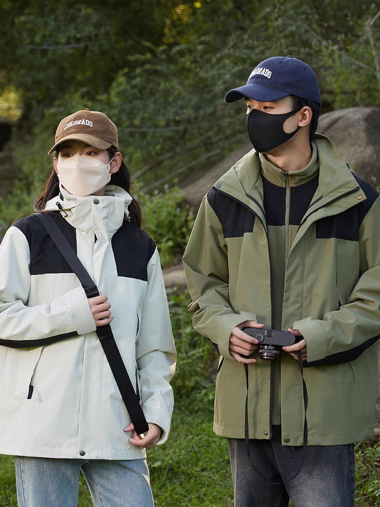 A new 2024 for a man and a woman can take off a black jacket and climb out of a mountain