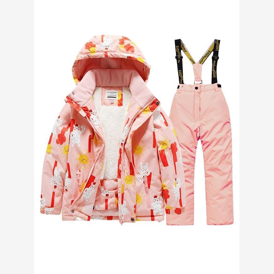 Children's skiing suits, men's and women's special snowfields equipped with big, medium and small children's babys and velvet water-proofing