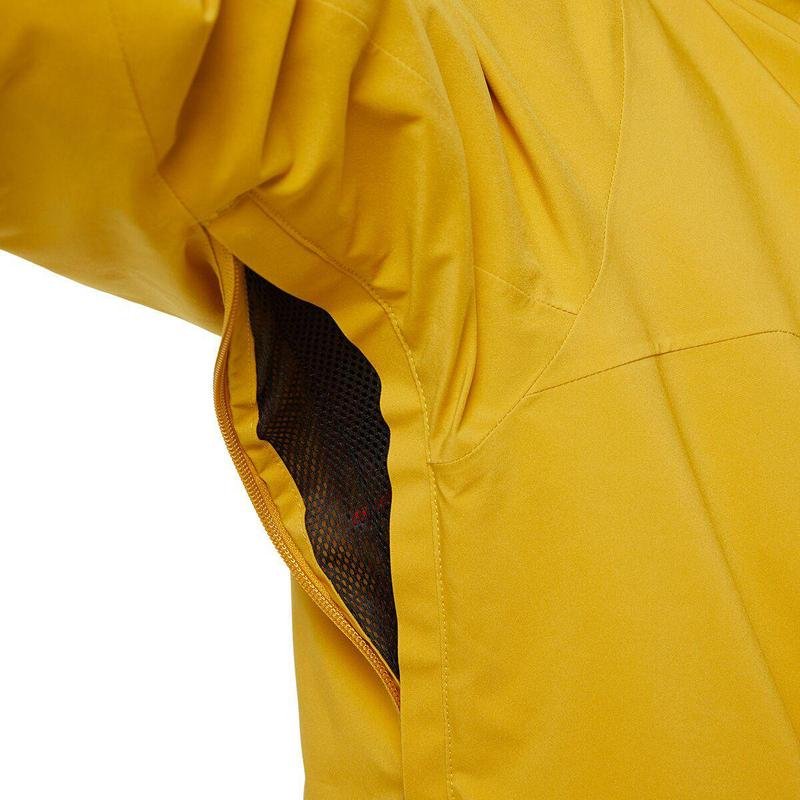 "Fashion yellow, warm, waterproof man skiing suit."