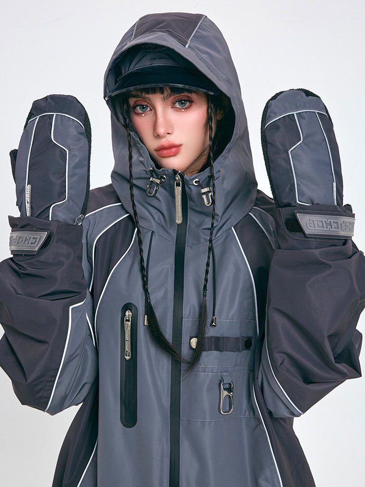 New 23-year-old color-reflective ski suit, water-proof, wind-proof and thick outdoor snowsuits