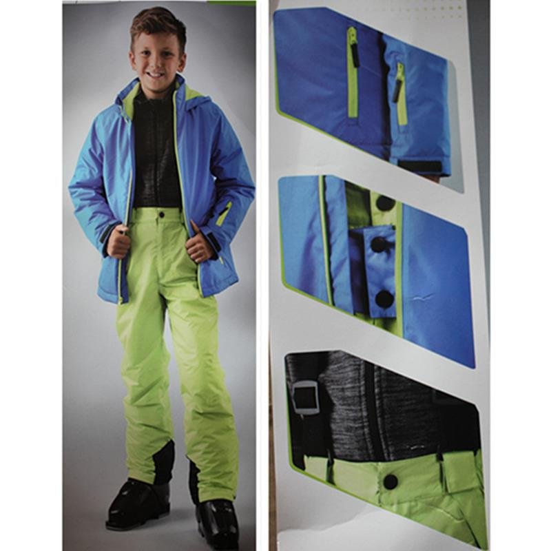 An outdoor ski suit for children with boys and girls in ski clothes and shorts for waterproof and hot skis