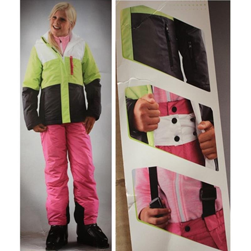An outdoor ski suit for children with boys and girls in ski clothes and shorts for waterproof and hot skis