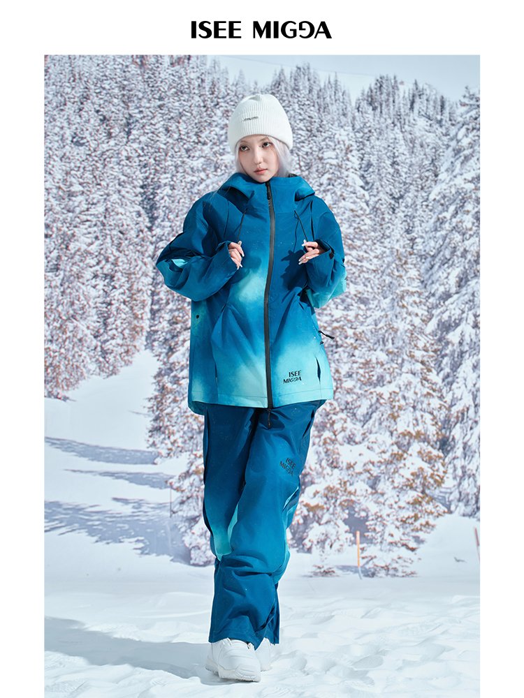 ISEEMIGGA 24-YEAR-OLD NEW BLUE SKI SUIT, MALE AND FEMALE ALIKE, WINDPROOF 3L