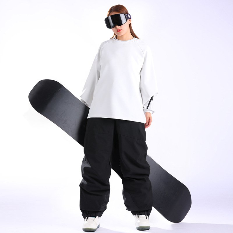 New ski pants for a woman with a thick belt and a cotton warmer