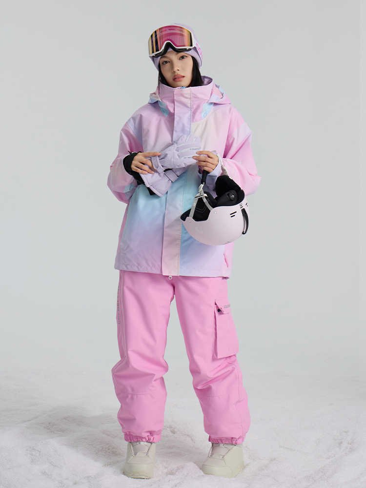 Cold-element ski suit with a single double-pane of male and female specialized wind and waterproofs and cotton warm ski pants