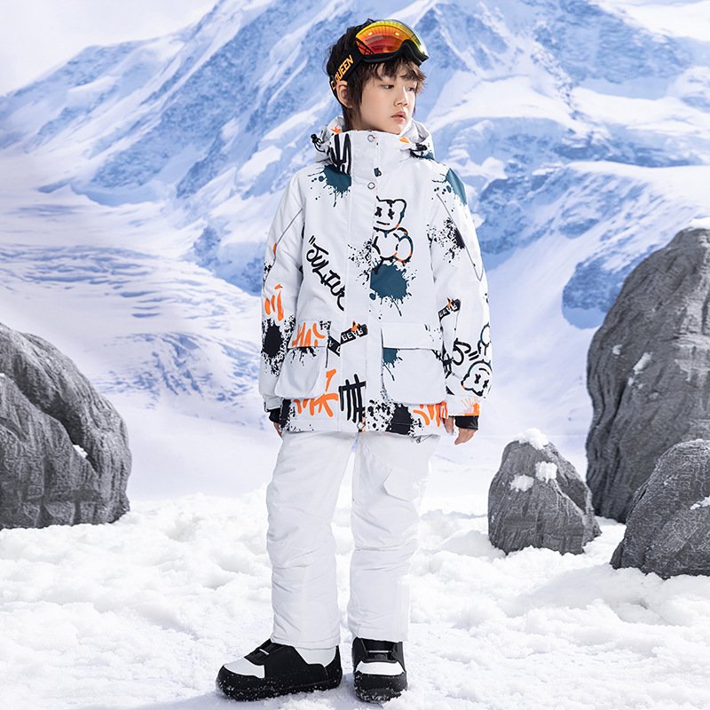 New clothes for children in ski suits for girls in winter weather-proof and water-proof and thick ski pants