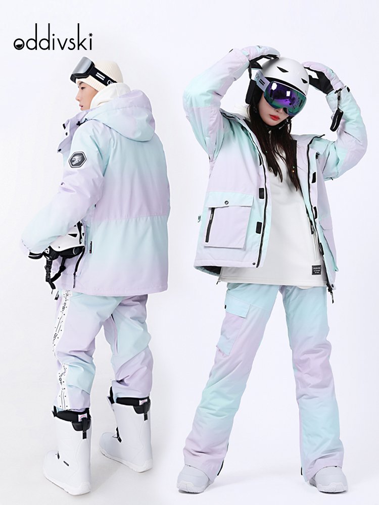 oddivski couple ski suit with professional waterproofs and cotton ski pants, single-boarded pair of pants for men and women