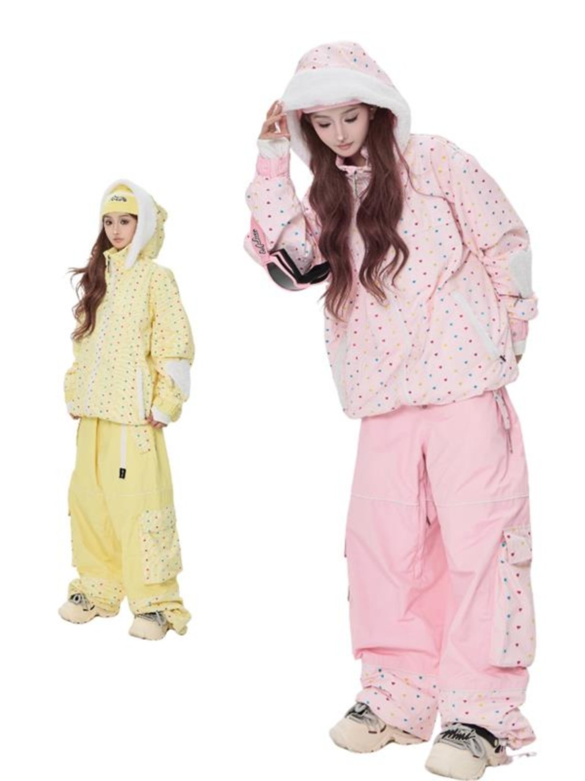 ANANIE OFFICIALLY AUTHORIZED RAINBOW SUGAR EMBROIDERED SKI SUIT, DOUBLE-PLASMED, WATERPROOF AND WARM