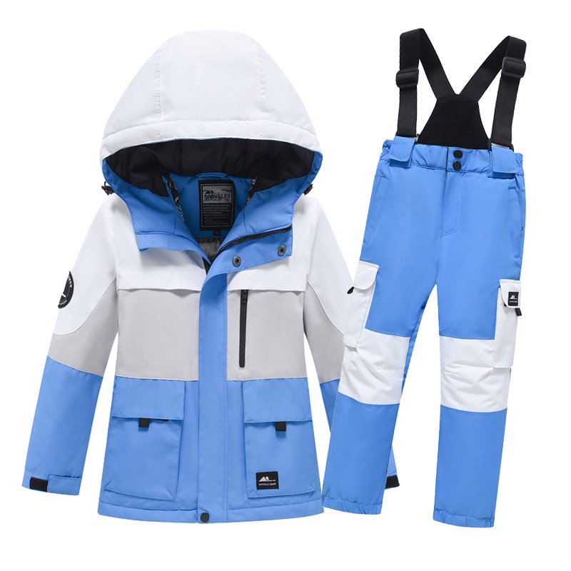 New Ski suit for boys and girls in ski suit, windproof and waterproof double-skinned snow suit