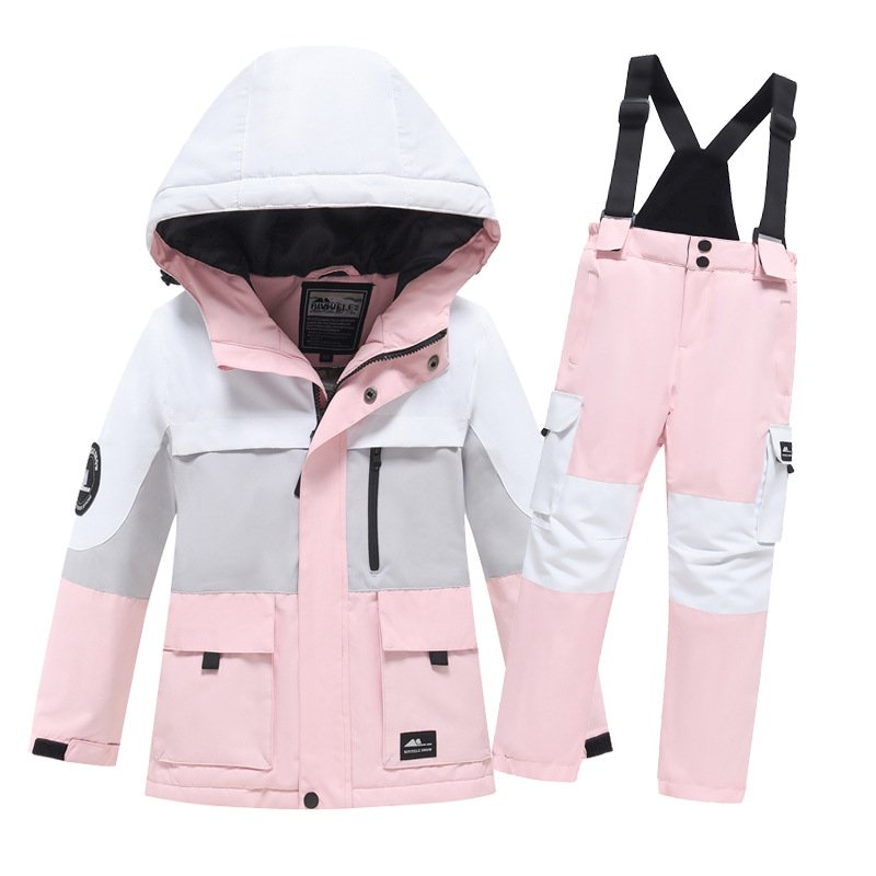 New Ski suit for boys and girls in ski suit, windproof and waterproof double-skinned snow suit