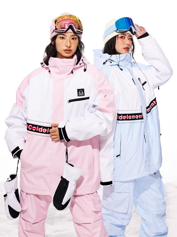 Cold element 24 new blue and white ski suit with a thick water-proof double-board Zip-Ski jacket to wear