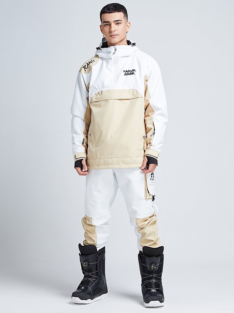 A new winter ski suit for a woman with a two-board outdoors to keep her warm and weatherproof
