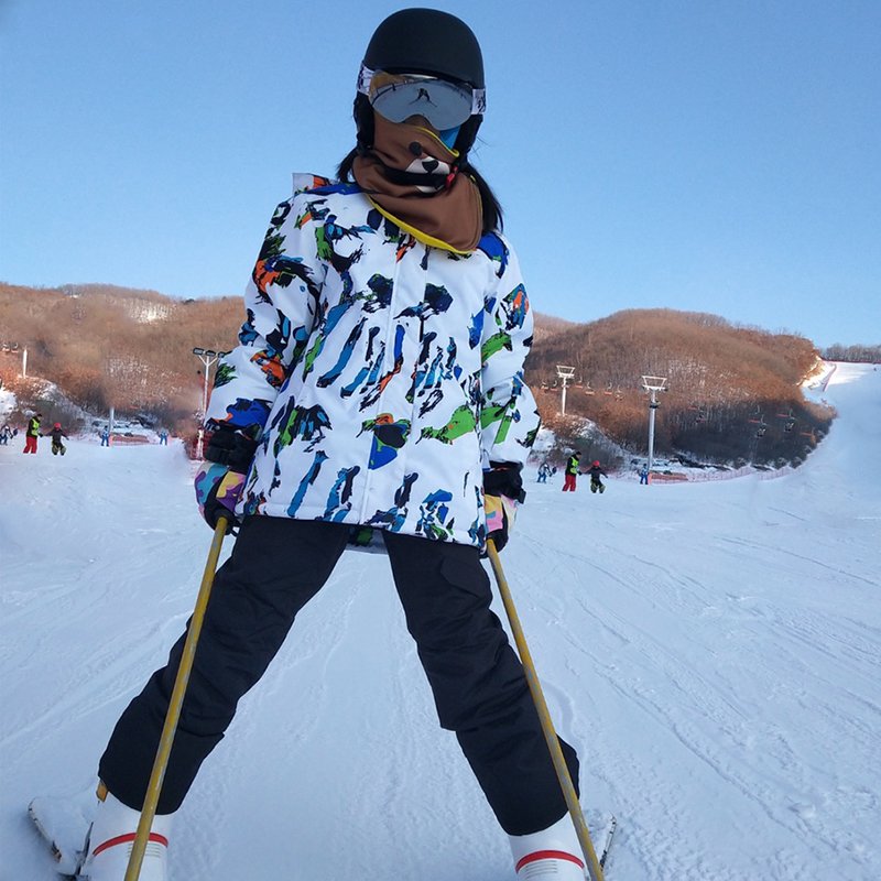 Skisuits for children, boys and girls, with wind-proof, water-proof and thick, two-board ski pants