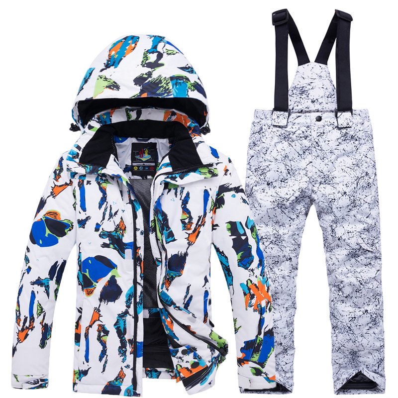 Skisuits for children, boys and girls, with wind-proof, water-proof and thick, two-board ski pants
