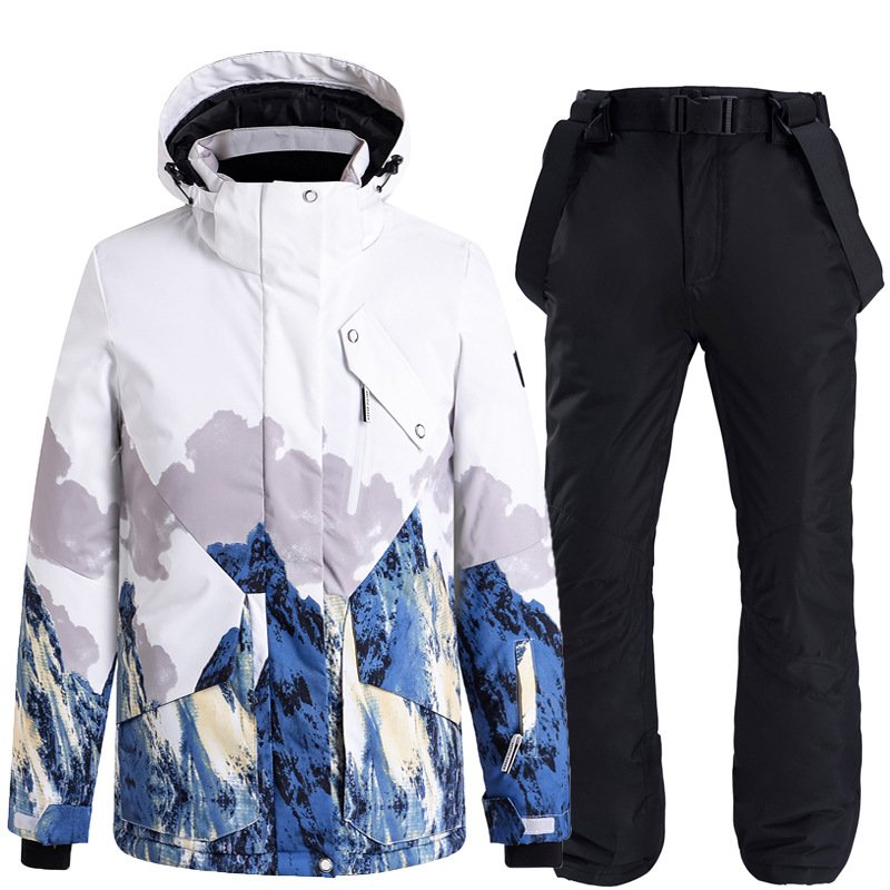 New one-board ski suit with a warmer and thicker Korean ski suit suit