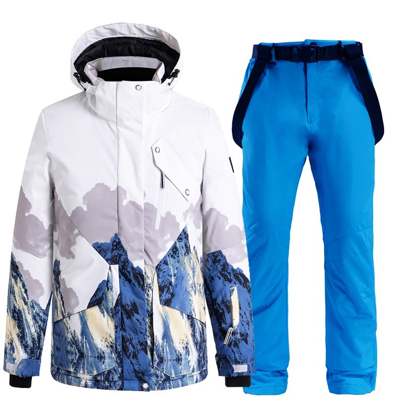 New one-board ski suit with a warmer and thicker Korean ski suit suit