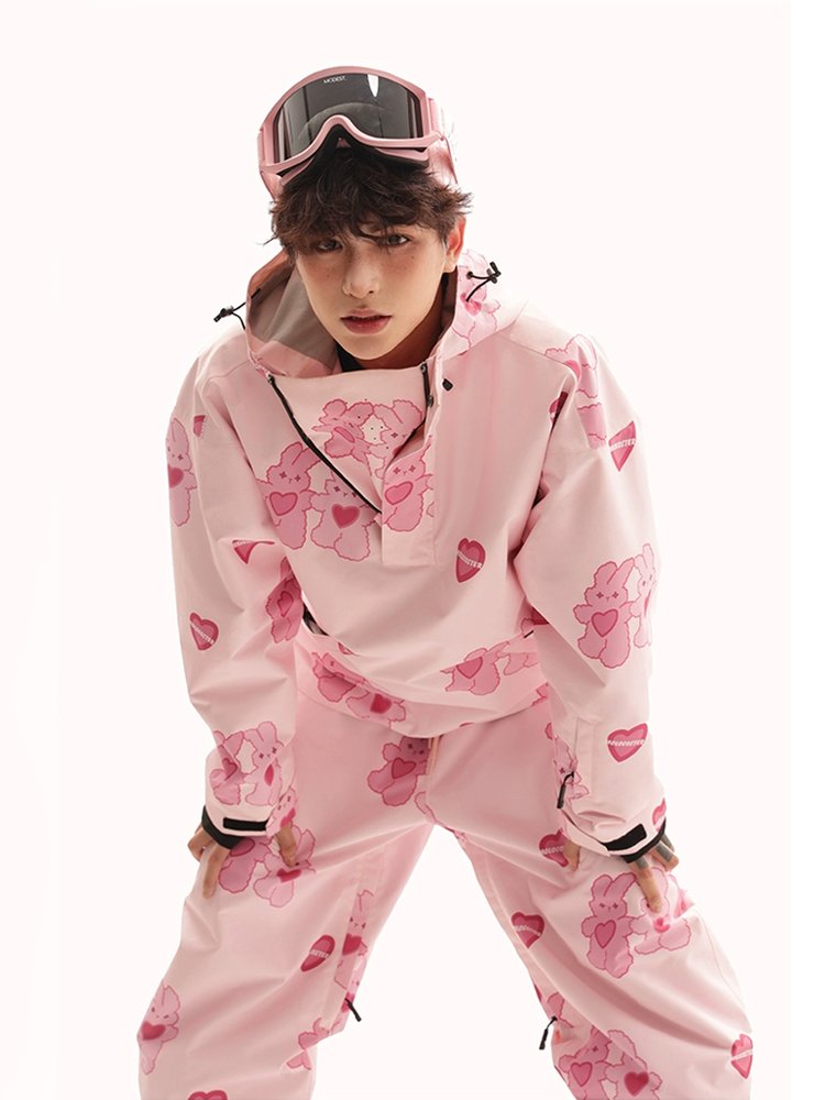 Molocoster's new ski suit, single-board, pink rabbit-skinned ski equipment