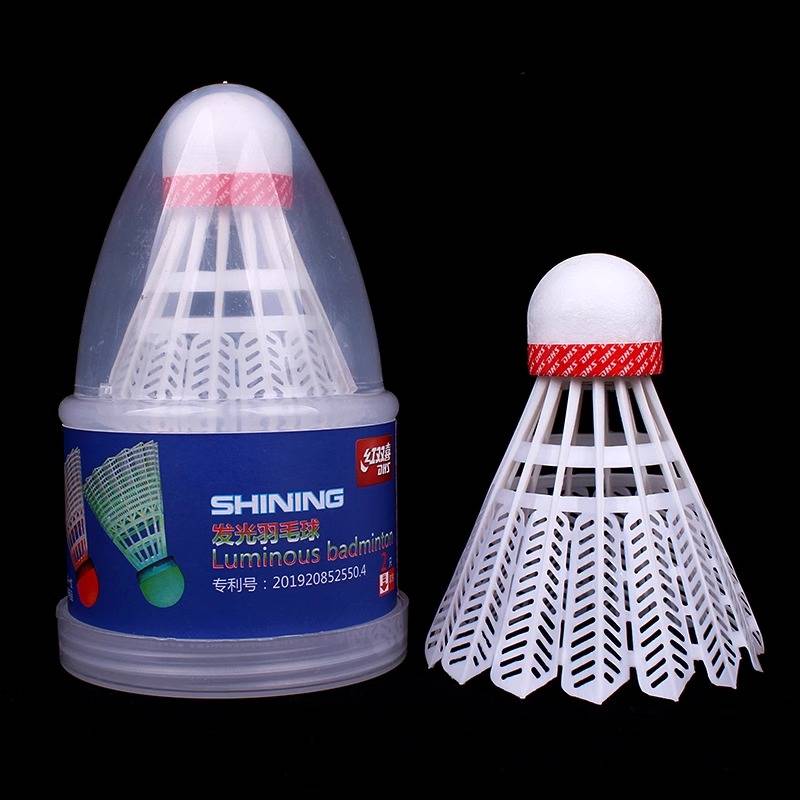 Red Shuangxi Laughing Plastic Badminton Outdoor Night Exterior Fluorescence and Fighting, Not easy to rot luminous nylon badminton