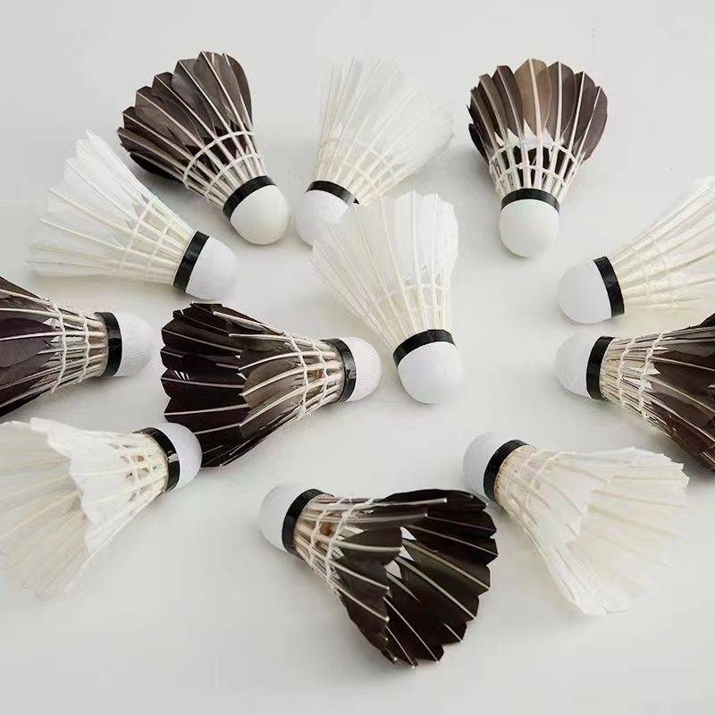 Badminton black and white 6 12 installed goose hair balls indoor and outdoor training special ball