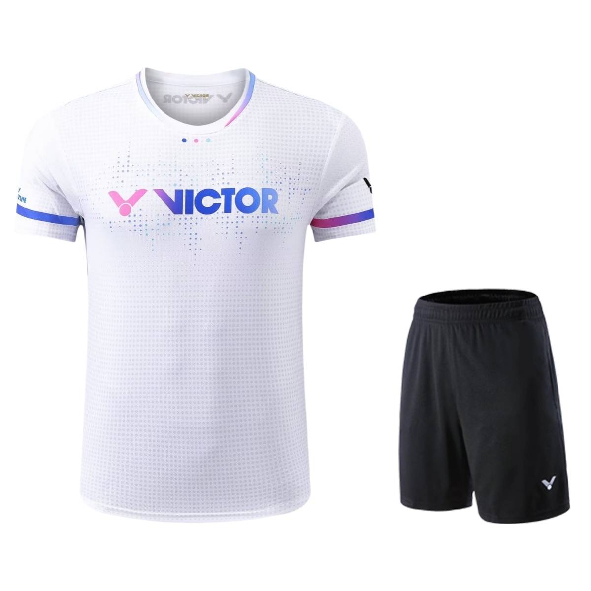 2024 new Victor Victor Victor badminton uniform men's and women's short -sleeved speed dry competition sportswear customization