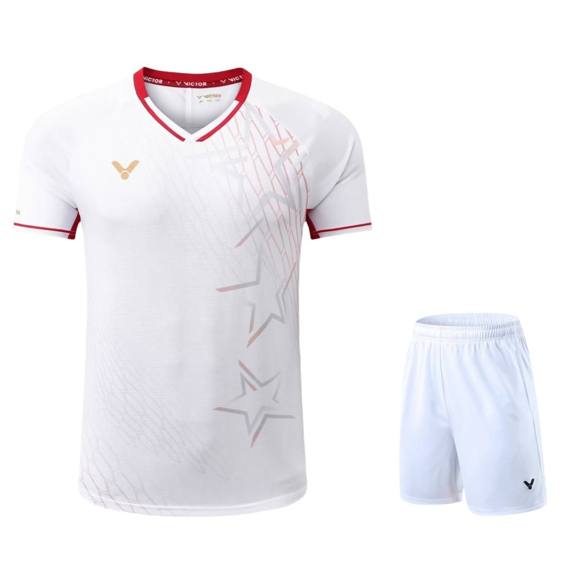 2024 new Victor Victor Victor badminton uniform men's and women's short -sleeved speed dry competition sportswear customization