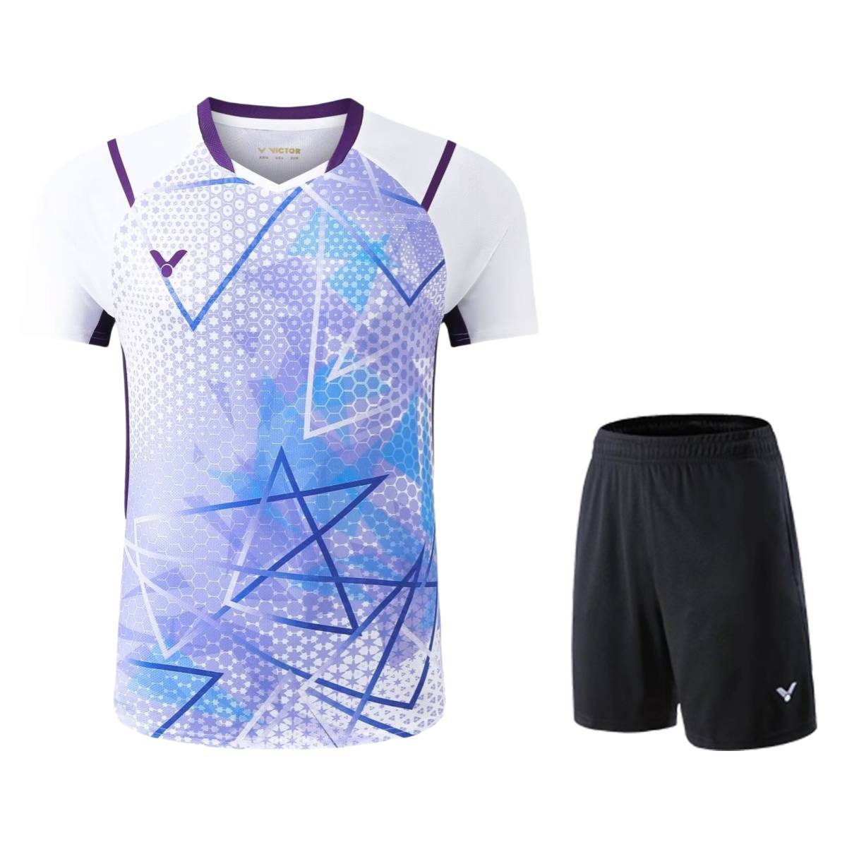 2024 new Victor Victor Victor badminton uniform men's and women's short -sleeved speed dry competition sportswear customization
