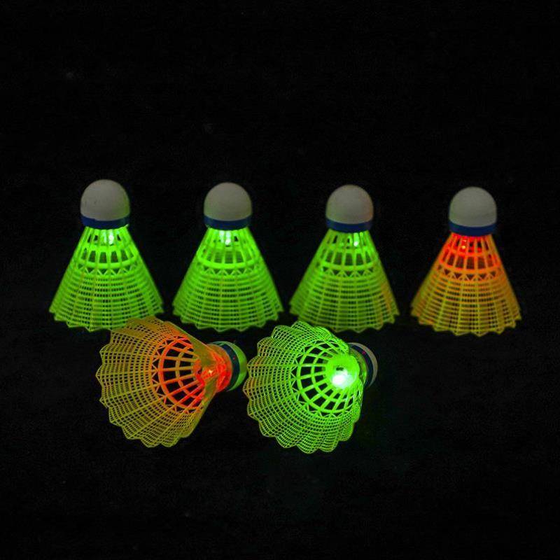 Durable indoor user badminton nylon windproof fluorescent light training plastic night light hair light ball