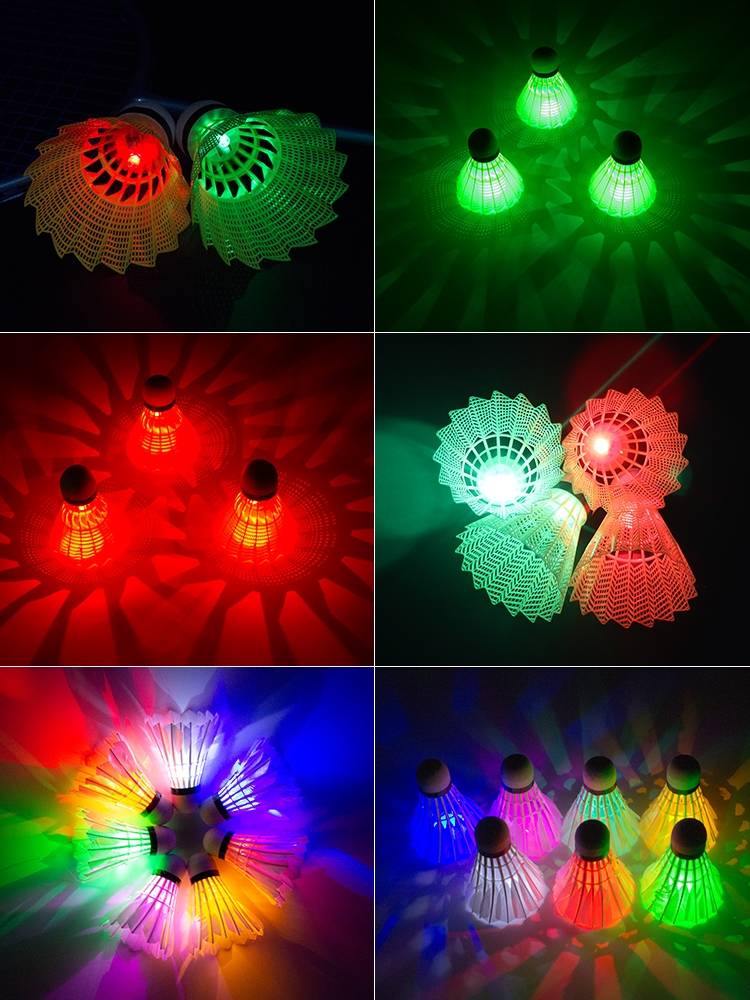 Night -light badminton super resistant windproof LED lamps, bright nights, outdoor fluorescent luminous goose fur hair light feathers