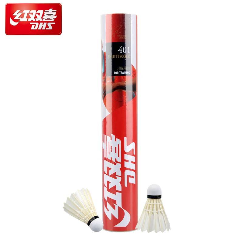 DHS/Red Double Happiness Badminton 12 Pack 402 Practice 401 Training Competition to play goose hair ball 6